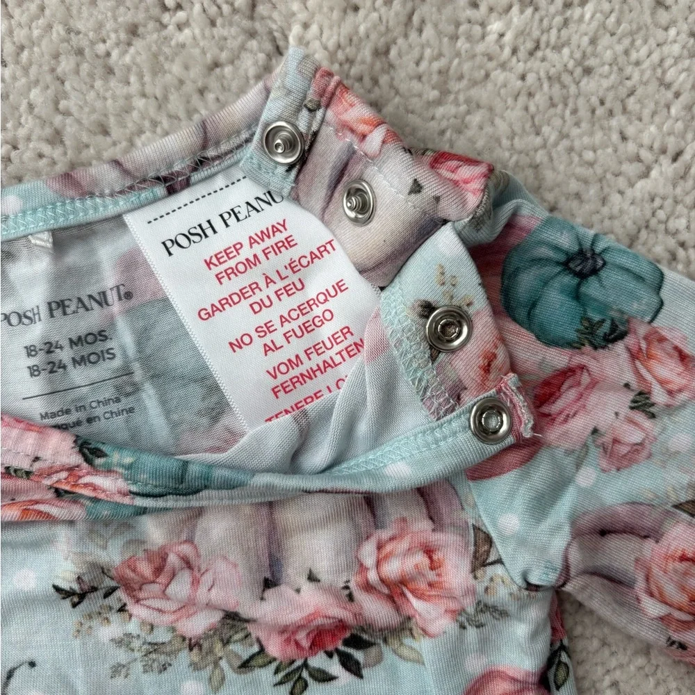 Posh Peanut “Jackie” Pumpkin & Floral Long Sleeve Twirl Bodysuit Dress - Picture 8 of 9